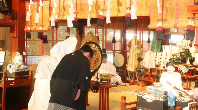 【先月の神前式】猛暑の場合参進は室内でも行えます❗❗